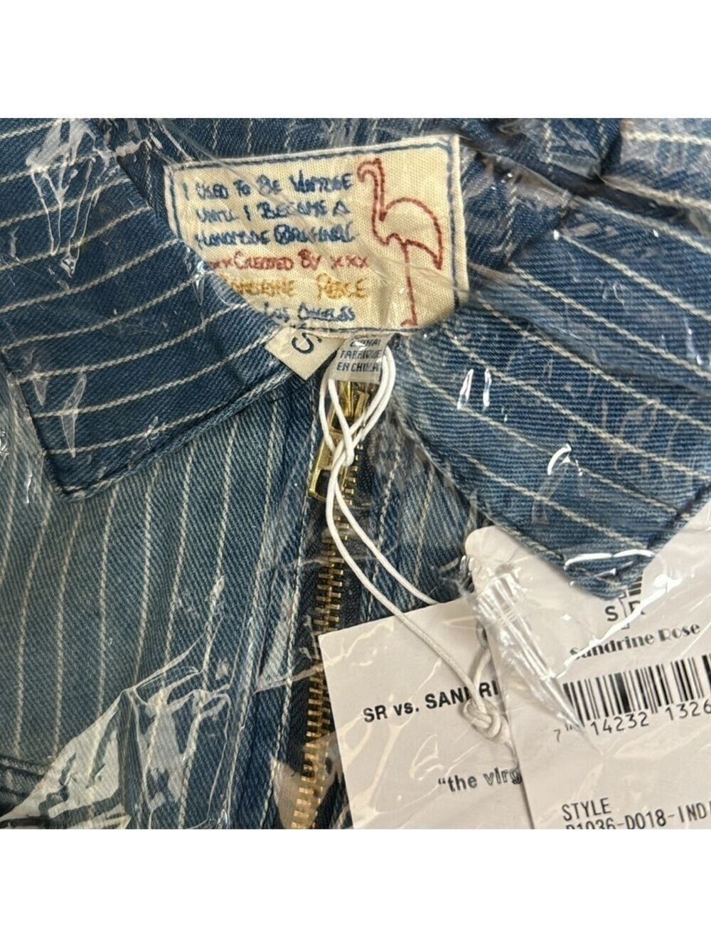 Free People x Sandrine Rose Women  Indigo Striped  Denim Jumpsuit Long - Picture 7 of 13